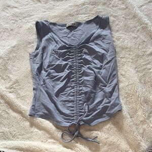 A.Byer Ruched Tie-Front Tank – Size XS | Casual Flirt | Soft Blue |